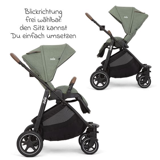 joie Buggy & Sportwagen Versatrax mit neuem Reifen-Design - bis 22 kg belastbar mit Teleskopschieber, umsetzbarer Sitzeinheit, Adapter, Regenschutz & XXL-Zubehörpaket - Laurel