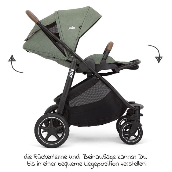 joie Buggy & Sportwagen Versatrax mit neuem Reifen-Design - bis 22 kg belastbar mit Teleskopschieber, umsetzbarer Sitzeinheit, Adapter, Regenschutz & XXL-Zubehörpaket - Laurel