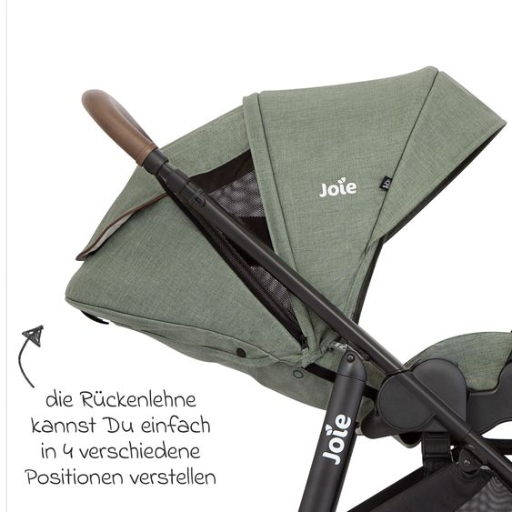 joie Buggy & Sportwagen Versatrax mit neuem Reifen-Design - bis 22 kg belastbar mit Teleskopschieber, umsetzbarer Sitzeinheit, Adapter, Regenschutz & XXL-Zubehörpaket - Laurel