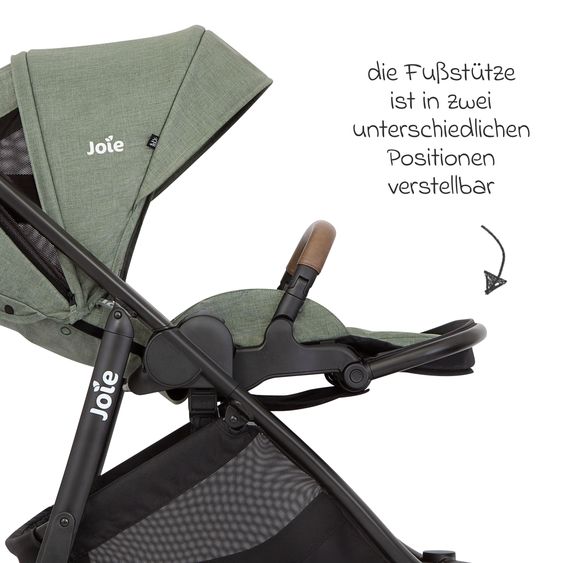 joie Buggy & Sportwagen Versatrax mit neuem Reifen-Design - bis 22 kg belastbar mit Teleskopschieber, umsetzbarer Sitzeinheit, Adapter, Regenschutz & XXL-Zubehörpaket - Laurel