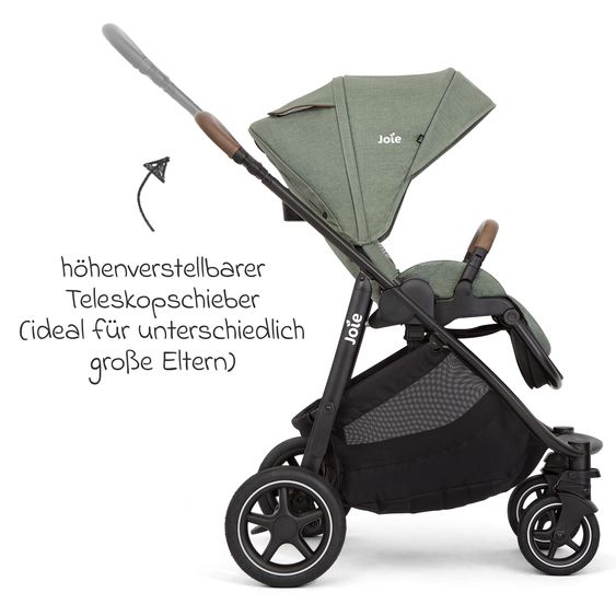 joie Buggy & Sportwagen Versatrax mit neuem Reifen-Design - bis 22 kg belastbar mit Teleskopschieber, umsetzbarer Sitzeinheit, Adapter, Regenschutz & XXL-Zubehörpaket - Laurel
