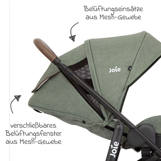 joie Buggy & Sportwagen Versatrax mit neuem Reifen-Design - bis 22 kg belastbar mit Teleskopschieber, umsetzbarer Sitzeinheit, Adapter, Regenschutz & XXL-Zubehörpaket - Laurel