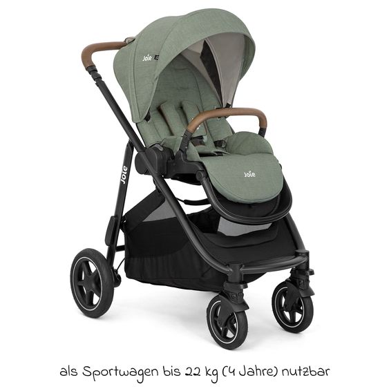 joie Buggy & Sportwagen Versatrax mit neuem Reifen-Design - bis 22 kg belastbar mit Teleskopschieber, umsetzbarer Sitzeinheit, Adapter, Regenschutz & XXL-Zubehörpaket - Laurel