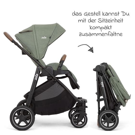 joie Buggy & Sportwagen Versatrax mit neuem Reifen-Design - bis 22 kg belastbar mit Teleskopschieber, umsetzbarer Sitzeinheit, Adapter, Regenschutz & XXL-Zubehörpaket - Laurel