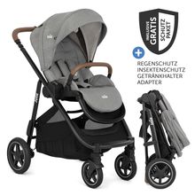 Buggy & Sportwagen Versatrax mit neuem Reifen-Design - bis 22 kg belastbar mit Teleskopschieber, umsetzbarer Sitzeinheit, Adapter, Regenschutz & XXL-Zubehörpaket - Pebble