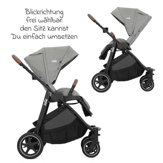 joie Buggy & pushchair Versatrax with new tire design - loadable up to 22 kg with telescopic push bar, convertible seat unit, adapter, rain cover & XXL accessory pack - Pebble