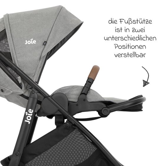 joie Buggy & pushchair Versatrax with new tire design - loadable up to 22 kg with telescopic push bar, convertible seat unit, adapter, rain cover & XXL accessory pack - Pebble