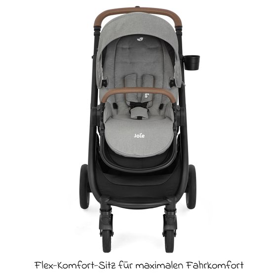 joie Buggy & pushchair Versatrax with new tire design - loadable up to 22 kg with telescopic push bar, convertible seat unit, adapter, rain cover & XXL accessory pack - Pebble