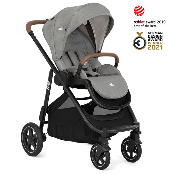 joie Buggy & pushchair Versatrax with new tire design - loadable up to 22 kg with telescopic push bar, convertible seat unit, adapter, rain cover & XXL accessory pack - Pebble