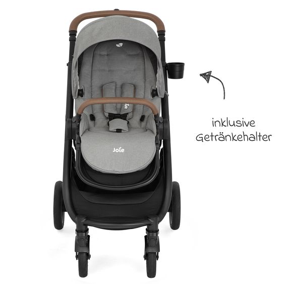 joie Buggy & pushchair Versatrax with new tire design - loadable up to 22 kg with telescopic push bar, convertible seat unit, adapter, rain cover & XXL accessory pack - Pebble