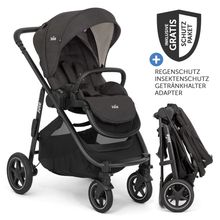 Buggy & Sportwagen Versatrax mit neuem Reifen-Design - bis 22 kg belastbar mit Teleskopschieber, umsetzbarer Sitzeinheit, Adapter, Regenschutz & XXL-Zubehörpaket - Shale