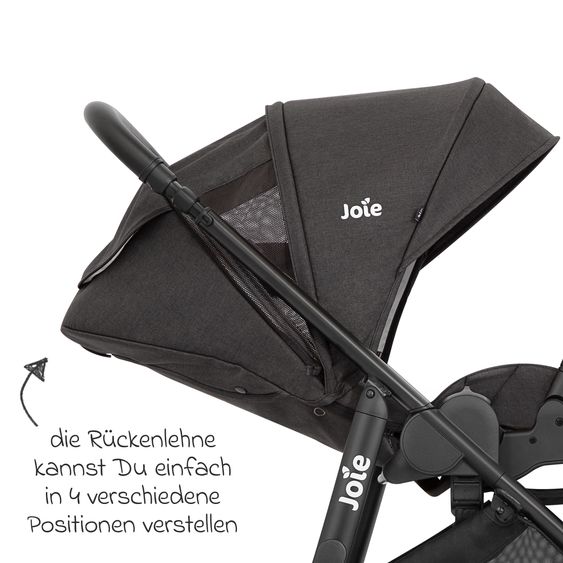 joie Buggy & Sportwagen Versatrax mit neuem Reifen-Design - bis 22 kg belastbar mit Teleskopschieber, umsetzbarer Sitzeinheit, Adapter, Regenschutz & XXL-Zubehörpaket - Shale