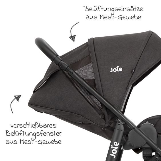 joie Buggy & Sportwagen Versatrax mit neuem Reifen-Design - bis 22 kg belastbar mit Teleskopschieber, umsetzbarer Sitzeinheit, Adapter, Regenschutz & XXL-Zubehörpaket - Shale