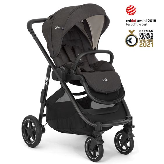 joie Buggy & Sportwagen Versatrax mit neuem Reifen-Design - bis 22 kg belastbar mit Teleskopschieber, umsetzbarer Sitzeinheit, Adapter, Regenschutz & XXL-Zubehörpaket - Shale