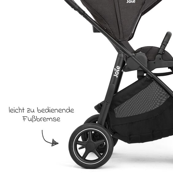 joie Buggy & Sportwagen Versatrax mit neuem Reifen-Design - bis 22 kg belastbar mit Teleskopschieber, umsetzbarer Sitzeinheit, Adapter, Regenschutz & XXL-Zubehörpaket - Shale
