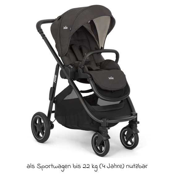 joie Buggy & Sportwagen Versatrax mit neuem Reifen-Design - bis 22 kg belastbar mit Teleskopschieber, umsetzbarer Sitzeinheit, Adapter, Regenschutz & XXL-Zubehörpaket - Shale