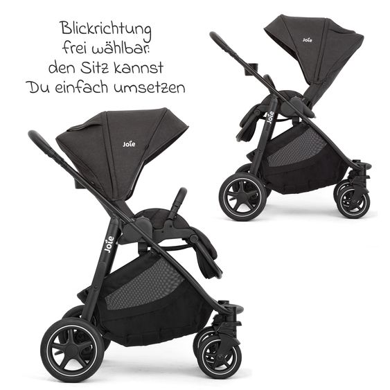 joie Buggy & Sportwagen Versatrax mit neuem Reifen-Design - bis 22 kg belastbar mit Teleskopschieber, umsetzbarer Sitzeinheit, Adapter, Regenschutz & XXL-Zubehörpaket - Shale