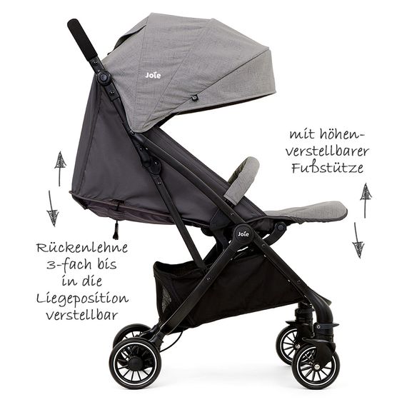 joie Buggy Tourist inkl. Adapter, Regenschutz und Transporttasche - Gray Flannel