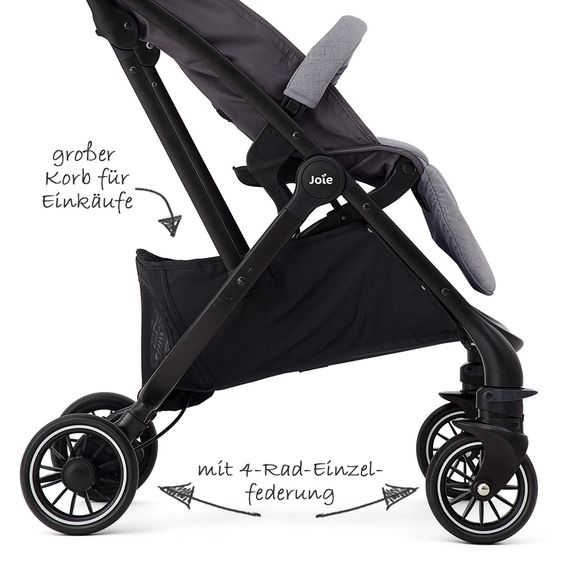 joie Buggy Tourist inkl. Adapter, Regenschutz und Transporttasche - Gray Flannel