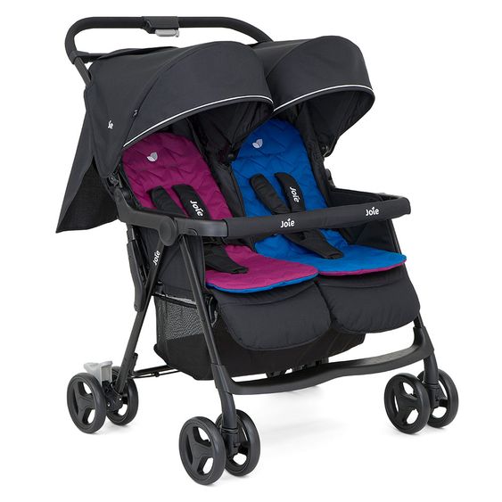 joie Geschwister- & Zwillingsbuggy Aire Twin mit Liegeposition inkl. Regenschutz & Wendesitzauflage - Rosy & Sea