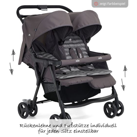 joie Geschwister- & Zwillingsbuggy Aire Twin mit Liegeposition inkl. Regenschutz & Wendesitzauflage - Rosy & Sea
