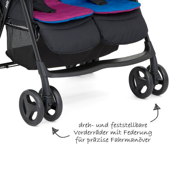 joie Geschwister- & Zwillingsbuggy Aire Twin mit Liegeposition inkl. Regenschutz & Wendesitzauflage - Rosy & Sea