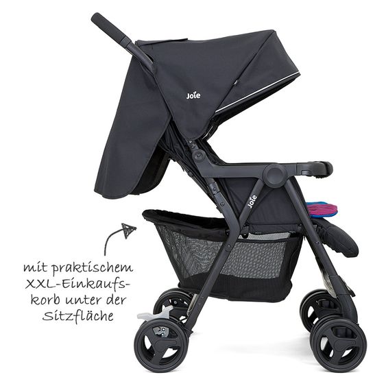 joie Geschwister- & Zwillingsbuggy Aire Twin mit Liegeposition inkl. Regenschutz & Wendesitzauflage - Rosy & Sea