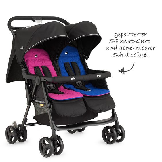 joie Geschwister- & Zwillingsbuggy AireTwin inkl. Regenschutz - Pink Blue