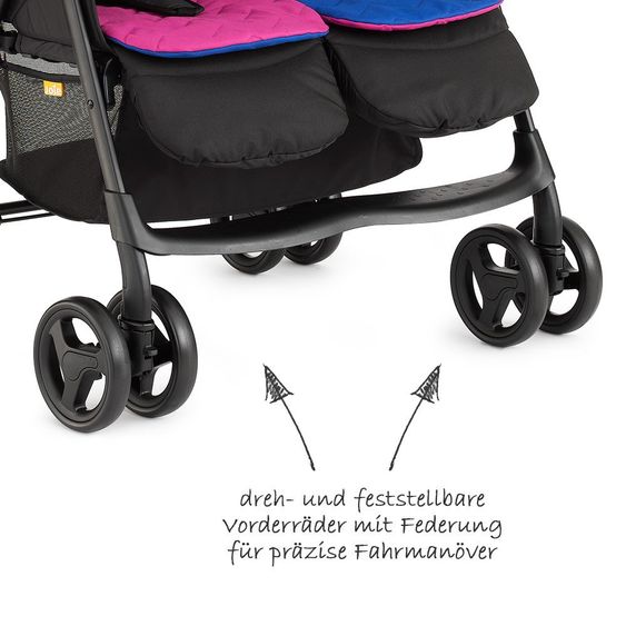 joie Geschwister- & Zwillingsbuggy AireTwin inkl. Regenschutz - Pink Blue