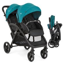 Geschwister- & Zwillingskinderwagen Evalite Duo ultraleicht nur ca 10 kg Eigengewicht Rücksitz mit Liegeposition - inkl. Regenschutz - Capri