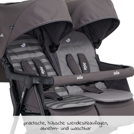 joie Geschwister- & Zwillingswagen Aire Twin mit Liegeposition inkl. Regenschutz & Wendesitzauflage - Dark Pewter