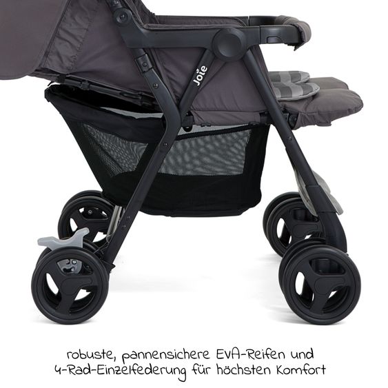 joie Geschwister- & Zwillingswagen Aire Twin mit Liegeposition inkl. Regenschutz & Wendesitzauflage - Dark Pewter