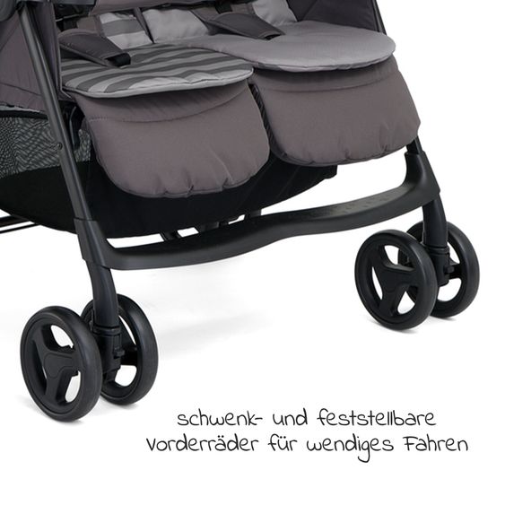 joie Geschwister- & Zwillingswagen Aire Twin mit Liegeposition inkl. Regenschutz & Wendesitzauflage - Dark Pewter