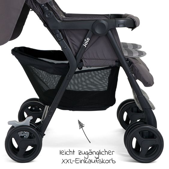 joie Geschwister- & Zwillingswagen Aire Twin mit Liegeposition inkl. Regenschutz & Wendesitzauflage - Dark Pewter