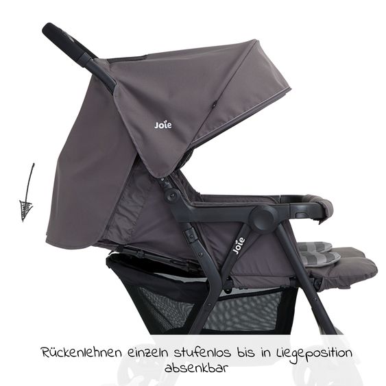 joie Geschwister- & Zwillingswagen Aire Twin mit Liegeposition inkl. Regenschutz & Wendesitzauflage - Dark Pewter