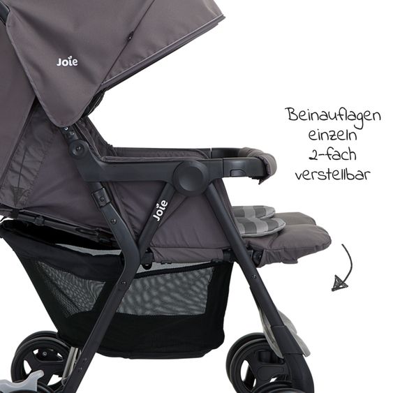 joie Geschwister- & Zwillingswagen Aire Twin mit Liegeposition inkl. Regenschutz & Wendesitzauflage - Dark Pewter