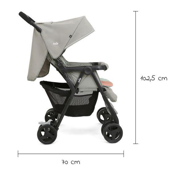 joie Sibling & twin pushchair Aire Twin with reclining position incl. raincover & reversible seat cover - Nectar & Mineral