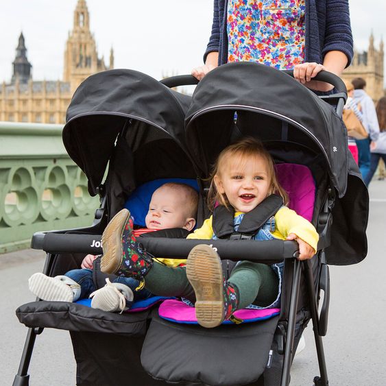 joie Sibling & twin pushchair Aire Twin with reclining position incl. raincover & reversible seat cover - Nectar & Mineral