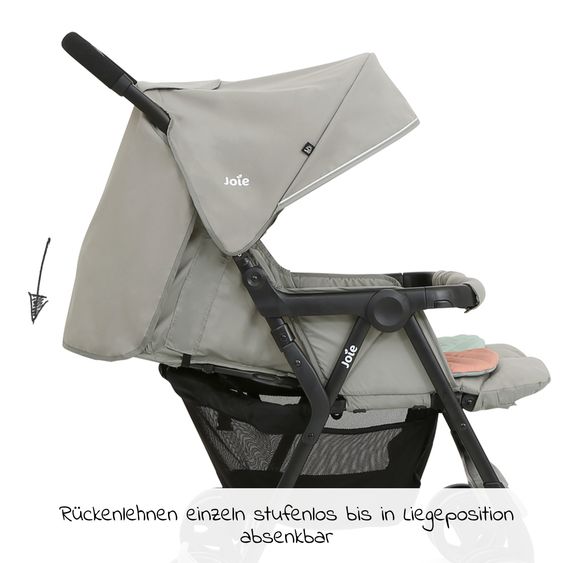 joie Sibling & twin pushchair Aire Twin with reclining position incl. raincover & reversible seat cover - Nectar & Mineral