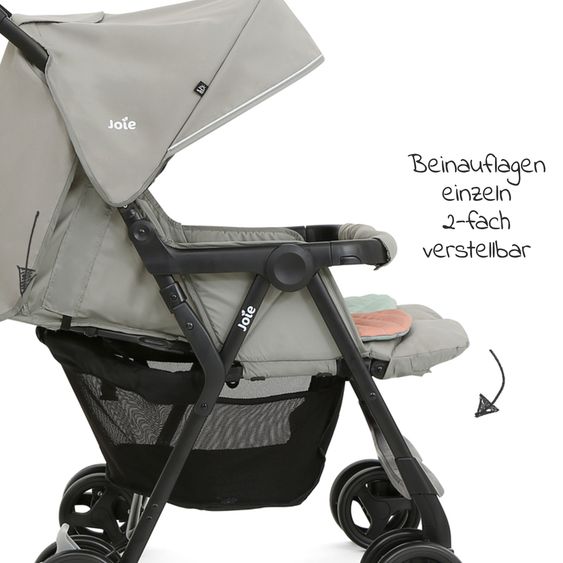 joie Sibling & twin pushchair Aire Twin with reclining position incl. raincover & reversible seat cover - Nectar & Mineral