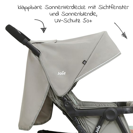 joie Sibling & twin pushchair Aire Twin with reclining position incl. raincover & reversible seat cover - Nectar & Mineral