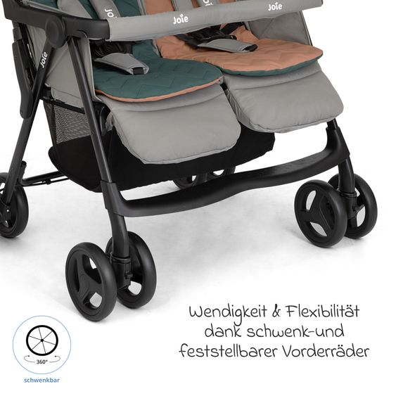 joie Geschwister- & Zwillingswagen Aire Twin mit Liegeposition inkl. Regenschutz & Wendesitzauflage - Pebble