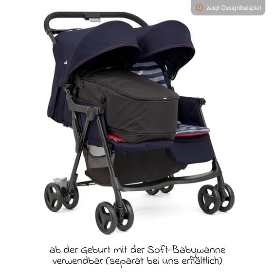 joie Geschwister- & Zwillingswagen Aire Twin mit Liegeposition inkl. Regenschutz & Wendesitzauflage - Pebble