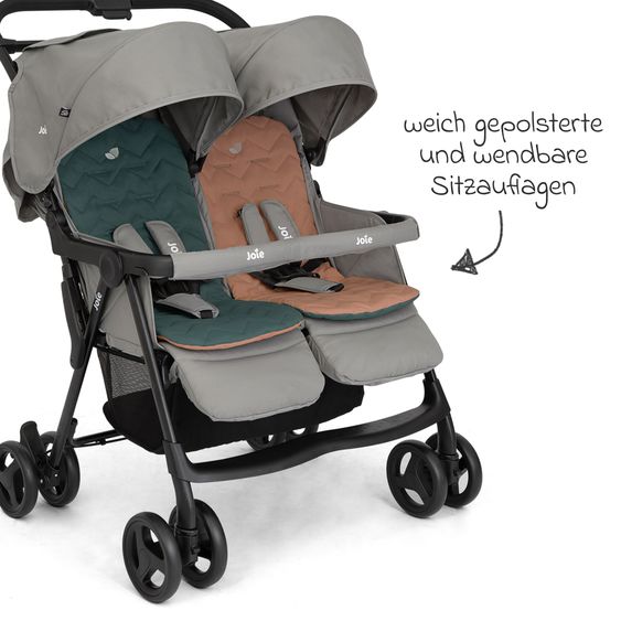 joie Geschwister- & Zwillingswagen Aire Twin mit Liegeposition inkl. Regenschutz & Wendesitzauflage - Pebble