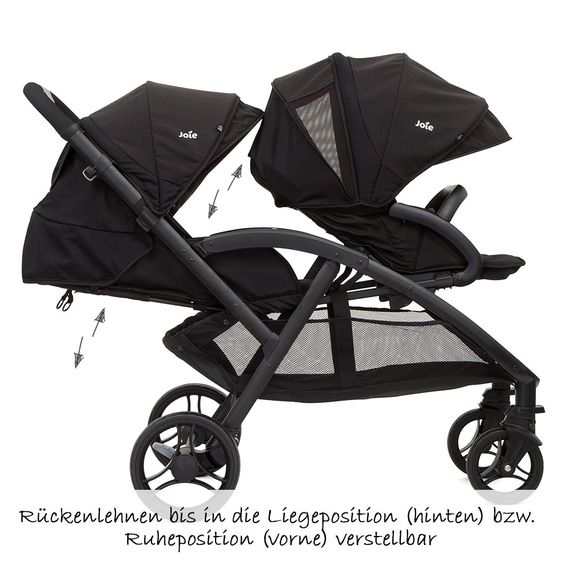 joie Geschwisterwagen Evalite Duo ultraleicht nur 10,6 kg Rücksitz mit Liegeposition inkl. Regenschutz - Coal