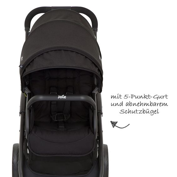 joie Geschwisterwagen Evalite Duo ultraleicht nur 10,6 kg Rücksitz mit Liegeposition inkl. Regenschutz - Coal