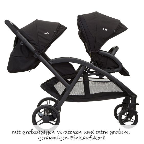 joie Geschwisterwagen Evalite Duo ultraleicht nur 10,6 kg Rücksitz mit Liegeposition inkl. Regenschutz - Coal