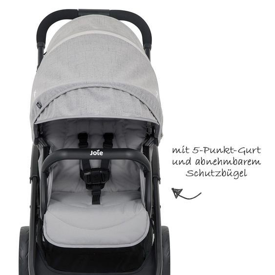 joie Geschwisterwagen Evalite Duo ultraleicht nur 10,6 kg Rücksitz mit Liegeposition inkl. Regenschutz - Gray Flannel