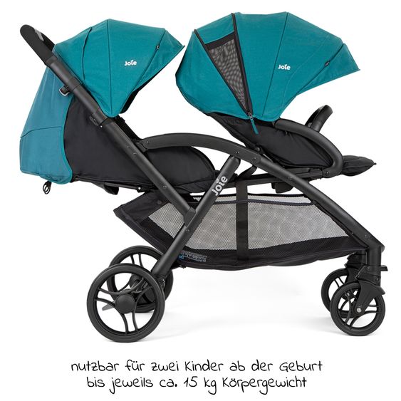 joie Passeggino fratellare Evalite Duo ultra leggero solo 10,6 kg Sedile posteriore reclinabile - incluso parapioggia - Capri