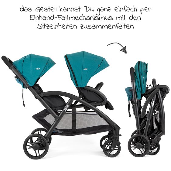 joie Passeggino fratellare Evalite Duo ultra leggero solo 10,6 kg Sedile posteriore reclinabile - incluso parapioggia - Capri